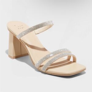 Elegant Beige & Silver Strappy Mule Heels by A New Day (Target)